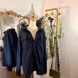 George Navy Knit Button-Up Jacket